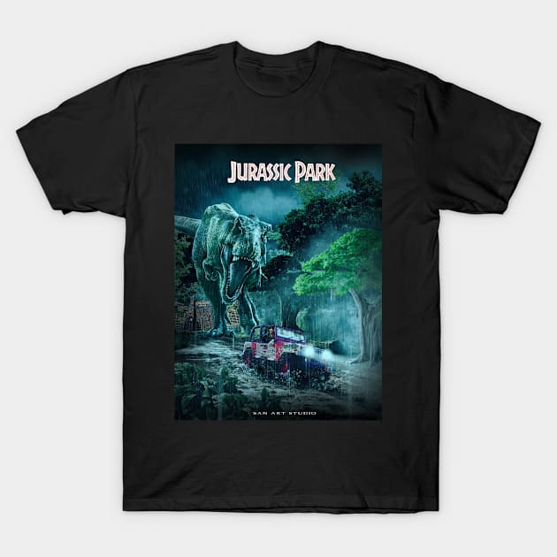 Jurassic Artwork T-Shirt by SAN ART STUDIO 